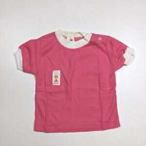 Vintage Hammer Baby Girls Sz 9m Pink Ringer Short Sleeve Retro Basic Casual